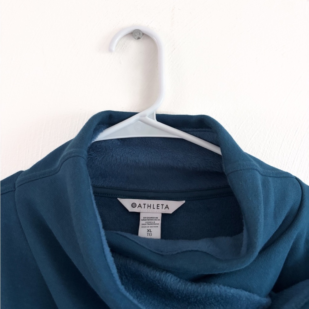 Athleta NWT Cozy Karma Mock Neck Dress With Plush Interior Color Deep Teal Blue - Picture 4 of 5